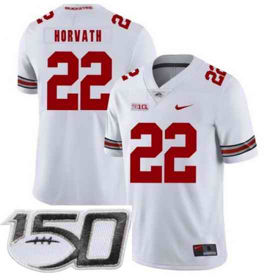 Ohio State Buckeyes 22 Les Horvath White Nike College Football Stitched 150th Anniversary Patch Jersey (1)